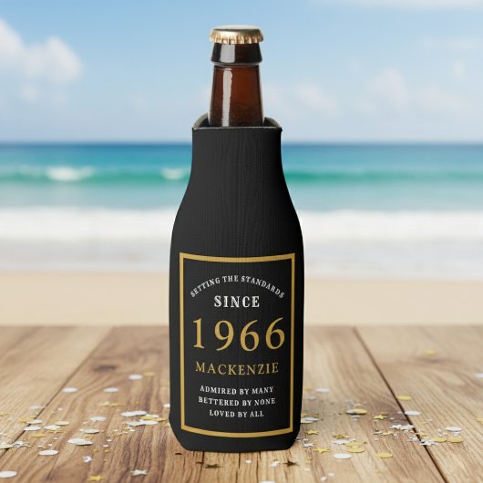 60th Birthday 1966 Name Elegant Chic Black Gold Flesjeskoeler