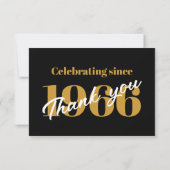 60th Birthday 1966 Retro Black And Gold Bedankkaart (Achterkant)