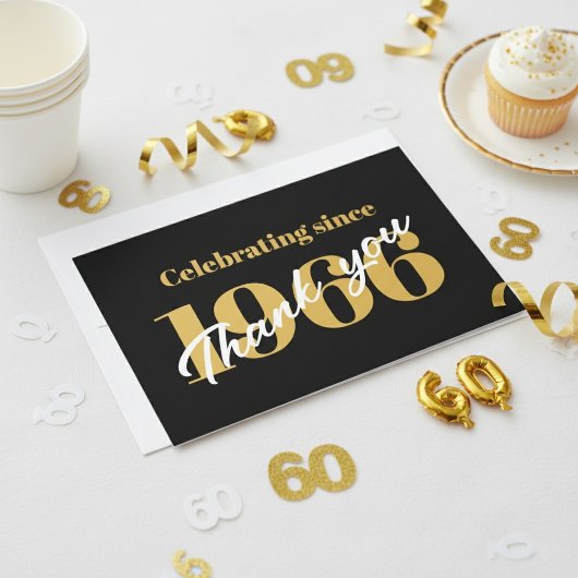 60th Birthday 1966 Retro Black And Gold Bedankkaart