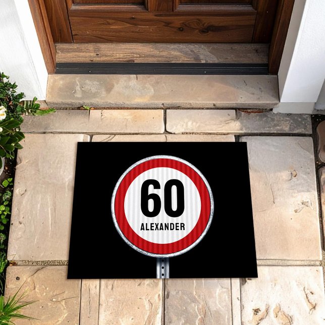 60th Birthday ANY AGE Speed Limit Sign Deurmat (Creator heeft geüpload)