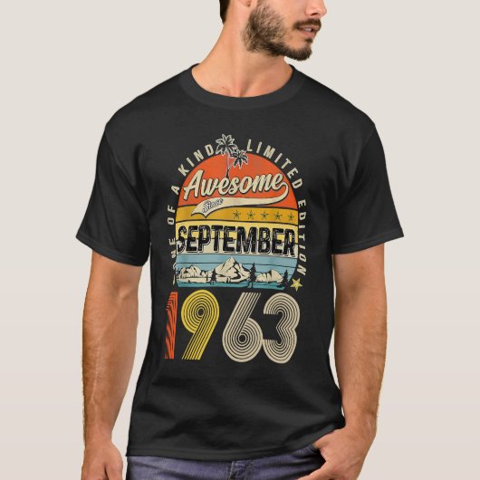 60th Birthday Awesome Since September 1963 T-shirt (Voorkant)