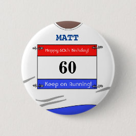 60th Birthday Badge for a Runner (White Top) Ronde Button 5,7 Cm
