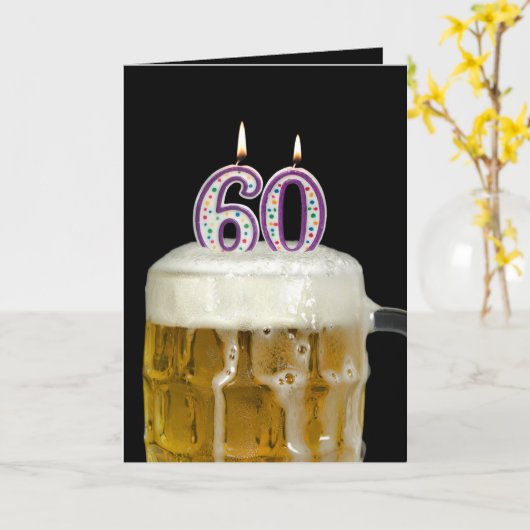 60th Birthday Beer Kaart (Gele Bloem)