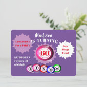 60th Birthday Bingo Party Fun Uitnodiging (Staand voorkant)