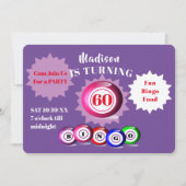 60th Birthday Bingo Party Fun Uitnodiging (Voorkant)