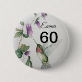 60th Birthday Bird Garden Flowers Button (Voorkant)