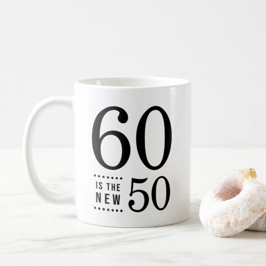 60th Birthday Black 60 is de nieuwe 50 Koffiemok (Met donut)