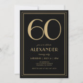 60th Birthday Black and Gold Modern Minimal Adult Kaart (Voorkant)