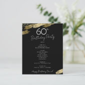 60th Birthday Black and Gold Party Menu Flyer (Staand voorkant)