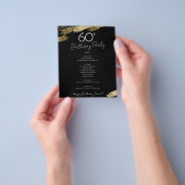 60th Birthday Black and Gold Party Menu Flyer (Hand)