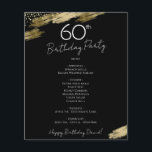 60th Birthday Black and Gold Party Menu Flyer<br><div class="desc">Menu. De doopvonthoogtepunten van het manuscript met gemakkelijk om de doopvont van de serif naam te lezen. Maak uw eigen menu,  gebruik uw eigen tekst aan creëer een elegant maar goedkoop en betaalbaar gebeurtenismenu. Eenvoudig aan te passen. Aangepaste vellen voor menupapier. Aangepast menu voor Black and Gold Elegant Birthday-party</div>