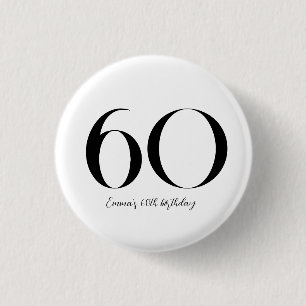 60th Birthday Black and White Ronde Button 3,2 Cm