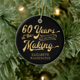60th Birthday Black en Gold Photo Name Keepomwille Keramisch Ornament