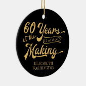 60th Birthday Black en Gold Photo Name Keepomwille Keramisch Ornament (Rechts)