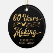 60th Birthday Black en Gold Photo Name Keepomwille Keramisch Ornament (Links)