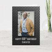 60th Birthday Black Geometric Pattern Custom Photo Kaart (Voorkant)