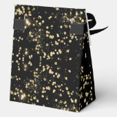 60th Birthday  Black & Gold Confetti Personalized Bedankdoosjes (Achterkant)