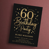 60th Birthday Black Gold Kaart