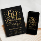 60th Birthday Black Gold Kaart