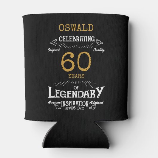 60th Birthday Black Gold Legendary Funny Blikjeskoeler (Achterkant)