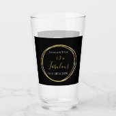 60th Birthday Black Gold Personalized Party Favor Glas (Voorkant)