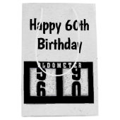 60th Birthday Black Odometer Medium Cadeauzakje (Voorkant)