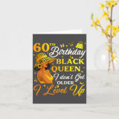 60th Birthday Black Queen Level Up Emwering For Wo Kaart (Gele Bloem)