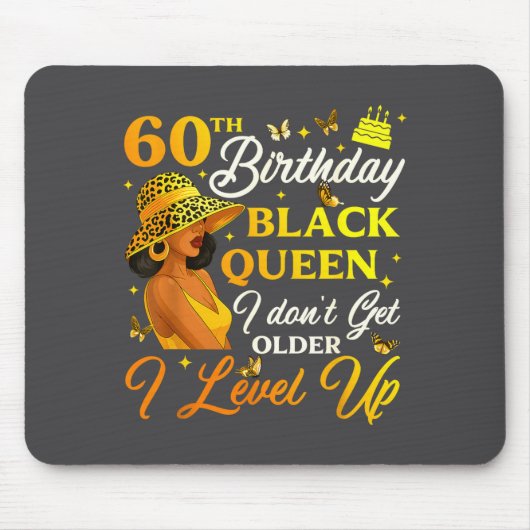 60th Birthday Black Queen Level Up Emwering For Wo Muismat (Voorkant)