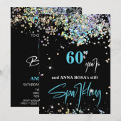 *~* 60th Birthday Black Sparking Party Chic  Kaart (Voorkant / Achterkant)