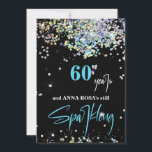*~* 60th Birthday Black Sparking Party Chic  Kaart<br><div class="desc">* Energetisch verbeterde generieke 60th (BEWERKEN indien nodig ) Festive Girly Chic Feminine SPARKLING BIRTHDAY Party Invitation. Dit ontwerp is zeer licht in zicht met Rainbow Glitter en een leuk modern Stijlvol Manuscript. De achtergrondkleur is BLACK. De kleuren zijn echt pop met een coole Neon. Deze 60e Uitnodiging van de...</div>