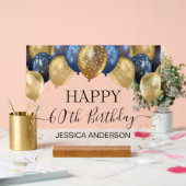 60th Birthday Blauw Gouden Ballonnen Wissen Acryl Bord (Huwelijk)