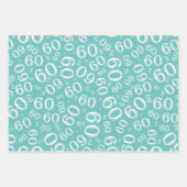 60th Birthday Blauwgroen & White Number Pattern 60 Inpakpapier Vel (Voorkant 2)
