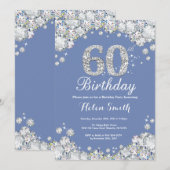 60th Birthday Blue en Silver Diamond Kaart (Voorkant / Achterkant)