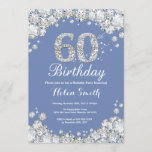 60th Birthday Blue en Silver Diamond Kaart<br><div class="desc">Uitnodiging 60e verjaardag. Blue en Silver Rhinestone Diamond. Elegant Birthday Bash nodigt uit. Volwassen verjaardag. Vrouwendag. Mannen op zaterdag. Voor verdere aanpassing,  te klikken gelieve de knoop "van de Aanpassing het"en ons ontwerphulpmiddel te gebruiken om deze sjabloon te wijzigen.</div>