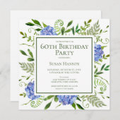 60th Birthday Blue Hydrangeas Card Request Kaart (Voorkant / Achterkant)
