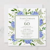60th Birthday Blue Hydrangeas Kaart (Voorkant)