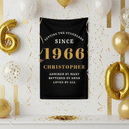 60th Birthday Born 1966 Add Name Black Gold Spandoek