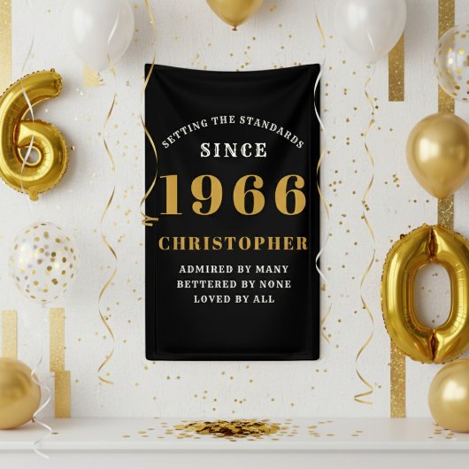 60th Birthday Born 1966 Add Name Black Gold Spandoek