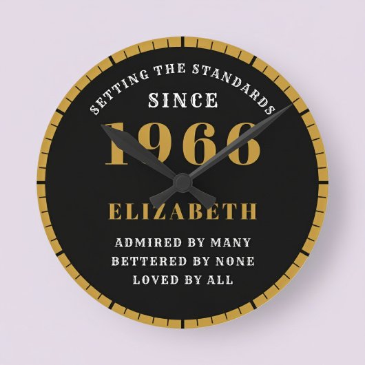 60th Birthday Born 1966 Black Gold Ronde Klok