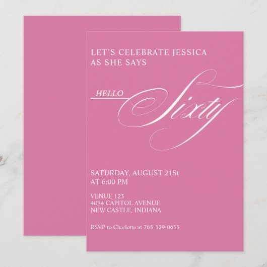 60th Birthday Caligraphy Modern Elegant Kaart (Voorkant / Achterkant)