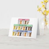 60th Birthday Cartoon Cats om aan te passen Kaart (Gele Bloem)