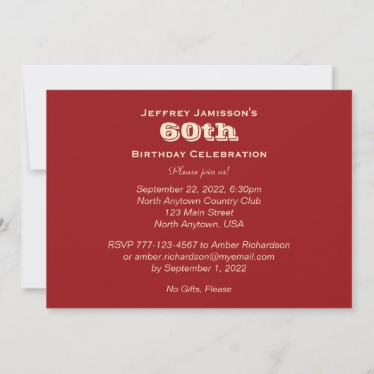60th Birthday Celebration Invitation, Red Canoes Kaart (Achterkant)