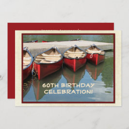 60th Birthday Celebration Invitation, Red Canoes Kaart