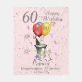60th Birthday Celebration Pink Fleece Blanket (Voorkant)