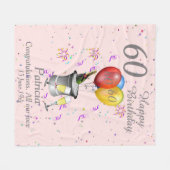 60th Birthday Celebration Pink Fleece Blanket Deken (Voorkant (Horizontaal))