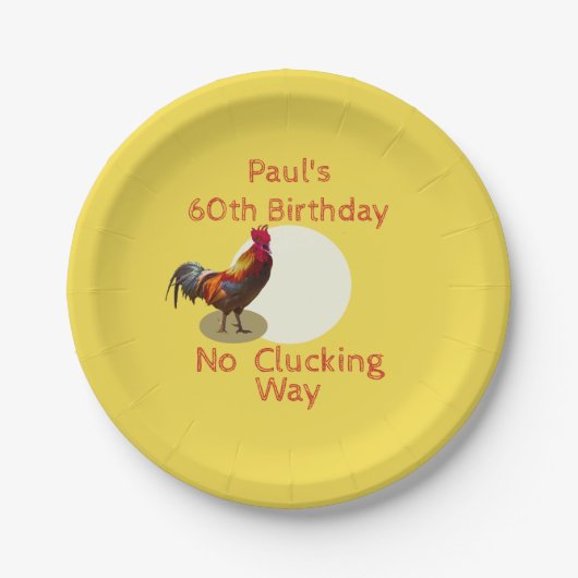 60th Birthday Chicken Personalized Fun Cusotm Papieren Bordje (Voorkant)