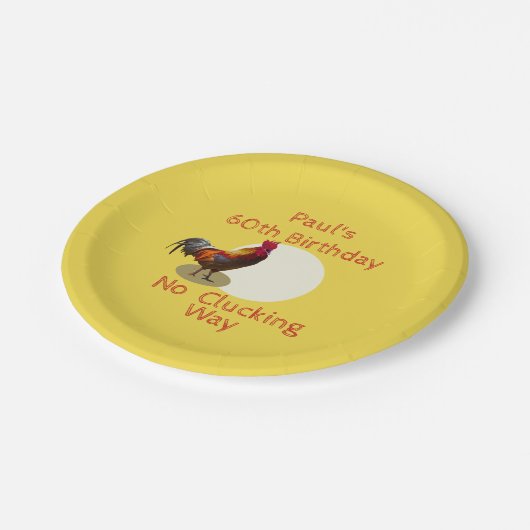 60th Birthday Chicken Personalized Fun Cusotm Papieren Bordje (Gekanteld)