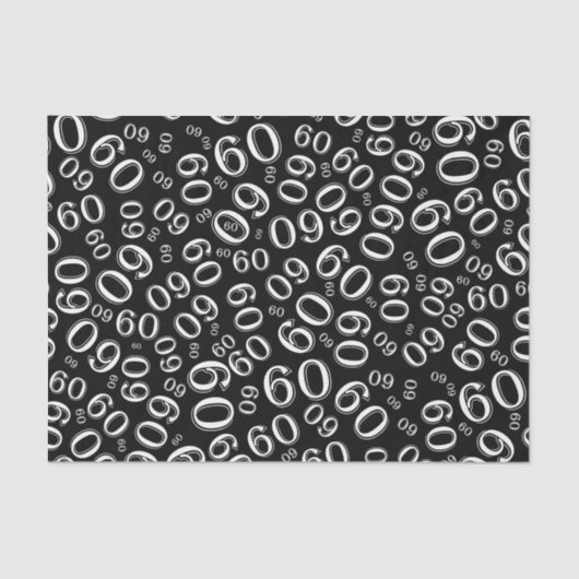 60th Birthday Cool Number Pattern Black/White Tissuepapier (Voorkant)