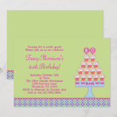 60th Birthday Cupcakes Invitation Kaart (Voorkant / Achterkant)