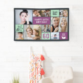 60th Birthday Custom Photo Collage Purple Green Spandoek (Insitu)